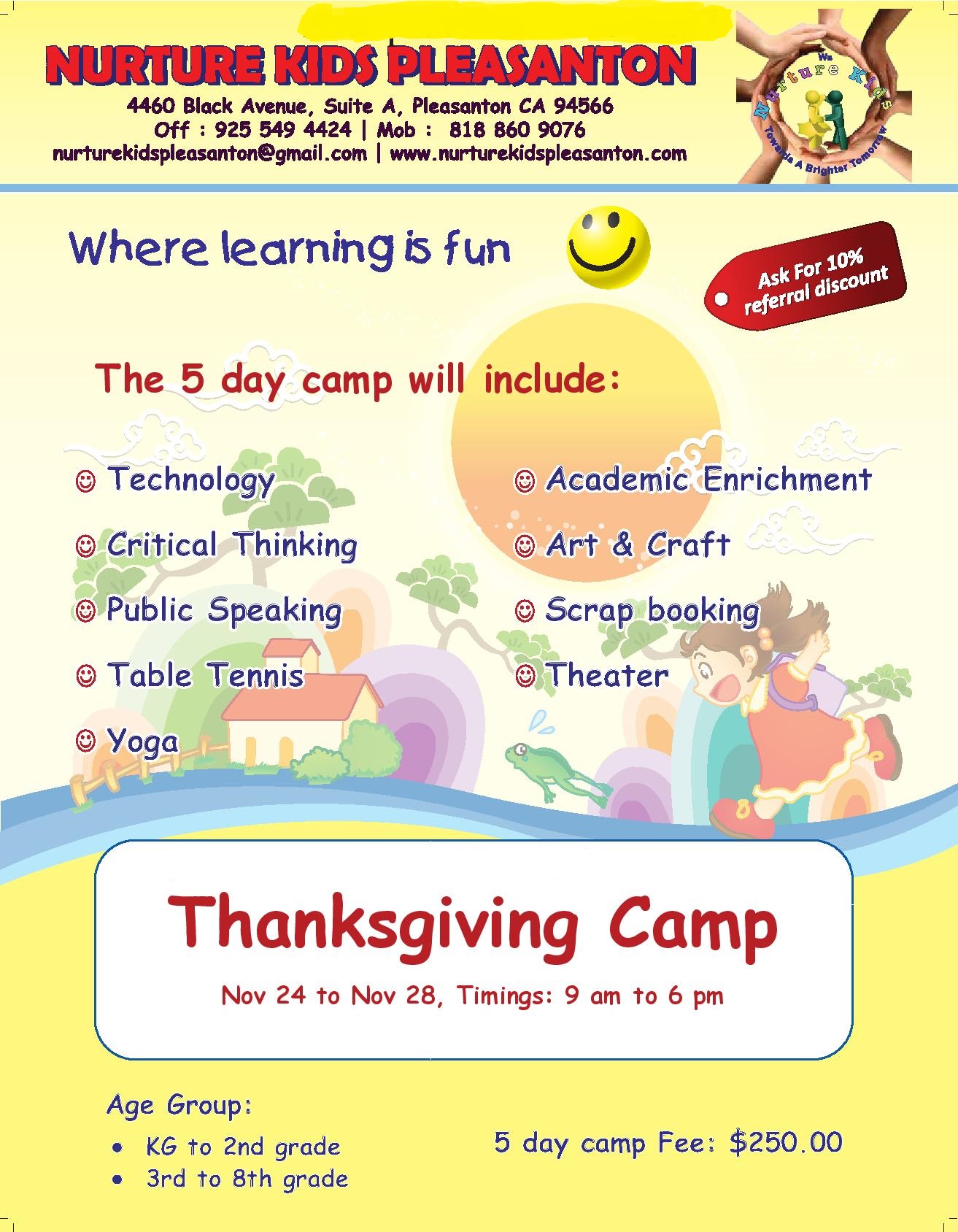 Thanksgiving Camp at Nurture Kids Pleasanton!! Connecting people in