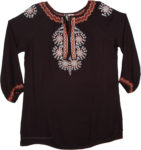 Black Embroidered Top with Sleeves